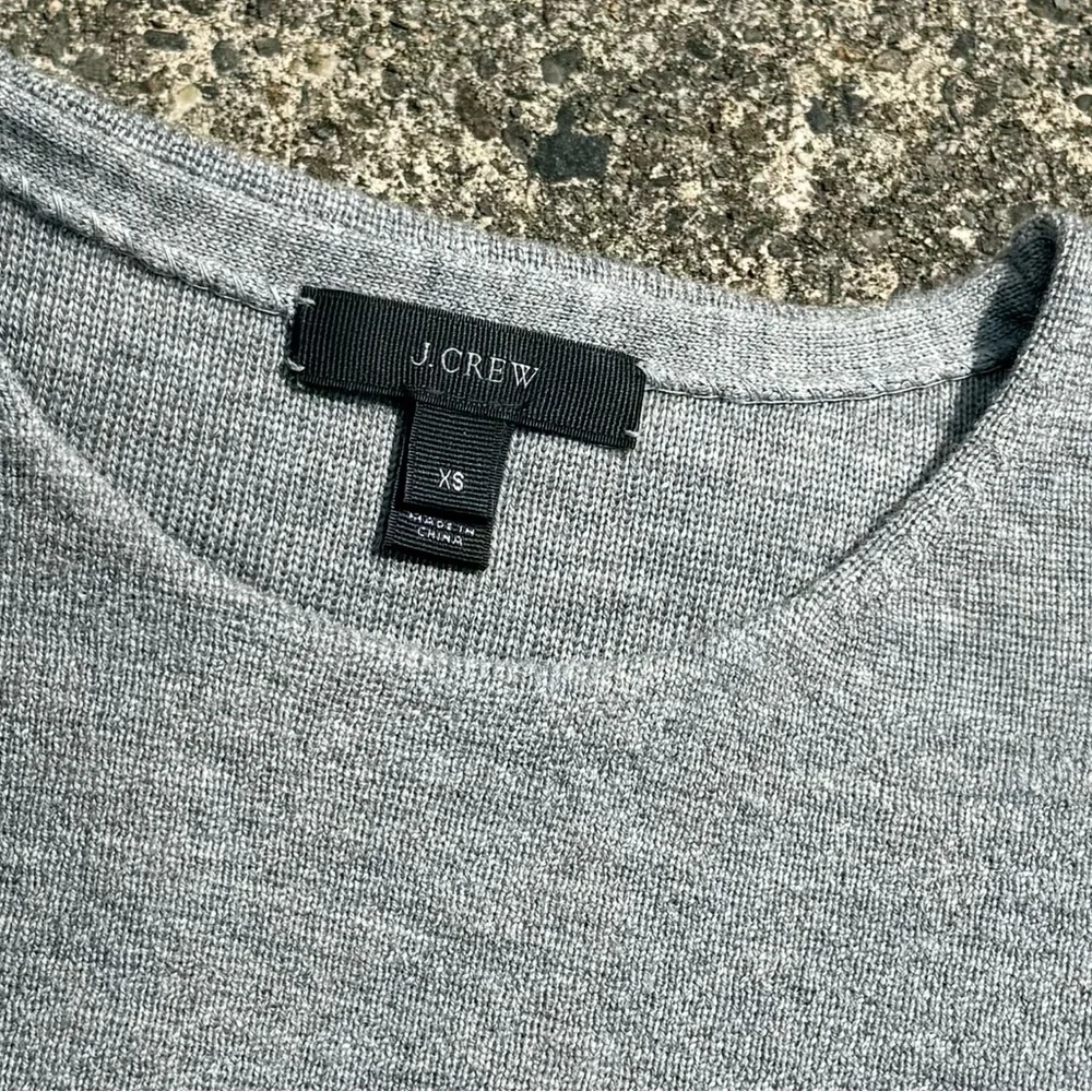 J.Crew 100% Merino Wool Tunic Sweater Gray XS Pocket Pullover